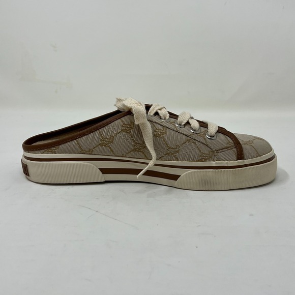 Ralph Lauren Cissy Camel Signature Fabric Mule Sneaker Women's Size 8.5B VTG NEW - Picture 4 of 14